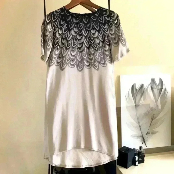 BCBGMaxAzria Grey & Black High-Low Silk Dress - Picture 1 of 8